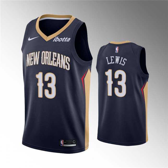 Mens New Orleans Pelicans #13 Kira Lewis Jr. Navy Icon Edition Stitched Jersey Dzhi